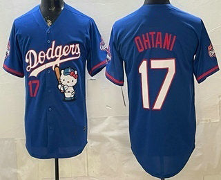 Los Angeles Dodgers #17 Shohei Ohtani Blue MWATKINS Hello Kitty 2025 World Series Champions Limited Jersey