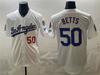 Los Angeles Dodgers #50 Mookie Betts White MWATKINS 2026 Gold Collection 9x & B2B Champs Patch Stitched Jersey