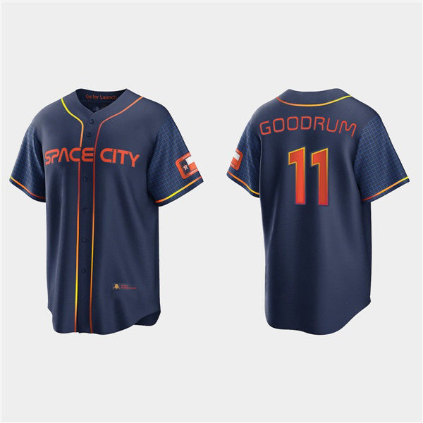 Houston Astros #11 Niko Goodrum 2022 Navy MWATKINS City Connect Cool Base Stitched Jersey