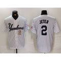 New York Yankees #2 Derek Jeter White MWATKINS Pinstripe Fashion Cool Base Jerseys 2