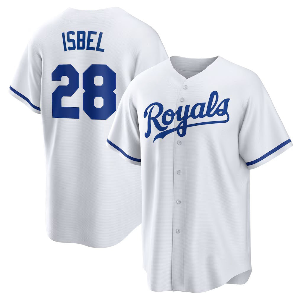 Kansas City Royals #28 Kyle Isbel White MWATKINS Home Replica Jersey