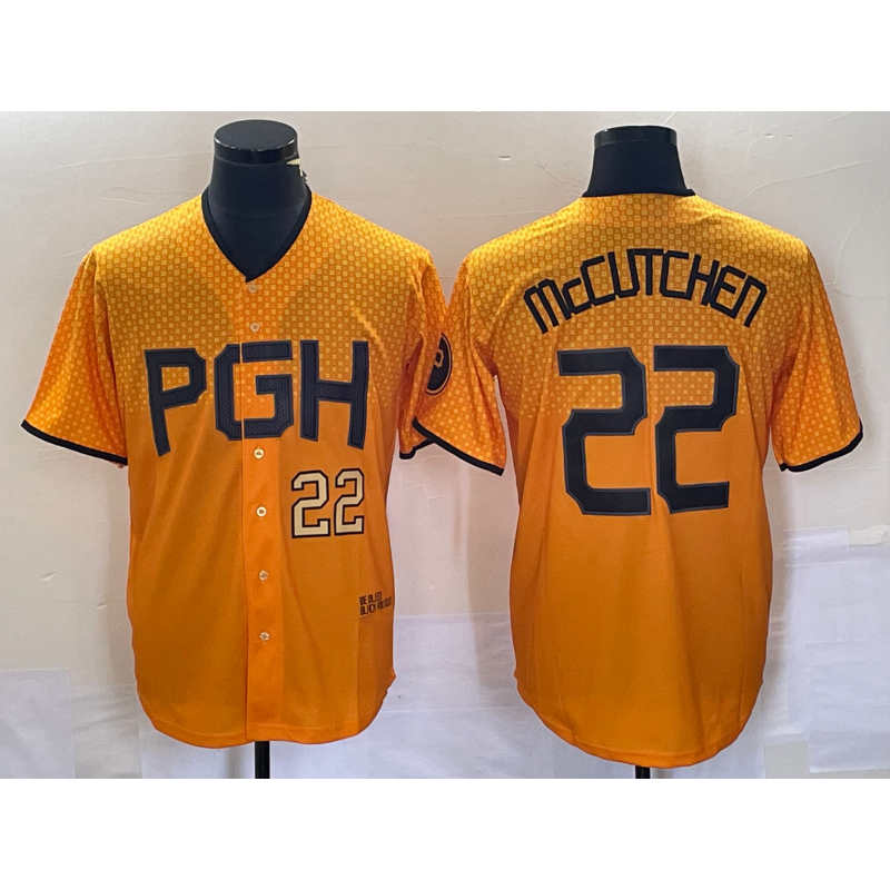 Pittsburgh Pirates #22 Andrew McCutchen Number Gold MWATKINS 2023 City Connect Stitched Jersey 3