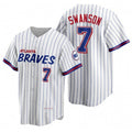 Atlanta Braves #7 Dansby Swanson White MWATKINS 2021 City Connect Stitched Jersey