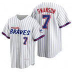 Atlanta Braves #7 Dansby Swanson White MWATKINS 2021 City Connect Stitched Jersey