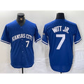 Kansas City Royals #7 Bobby Witt Jr Number Blue MWATKINS Cool Base Stitched Jersey