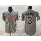 San Diego Padres #3 Jackson Merrill Gray MWATKINS Fashion Throwback With Patch Cool Base Stitched Jersey