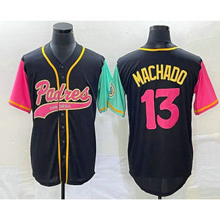 San Diego Padres #13 Manny Machado Black MWATKINS NEW 2023 City Connect Cool Base Stitched Jersey