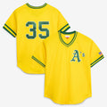 Oakland Athletics #35 Rickey Henderson Mitchell & Ness Yellow MWATKINS Authentic Batting Practice Jersey