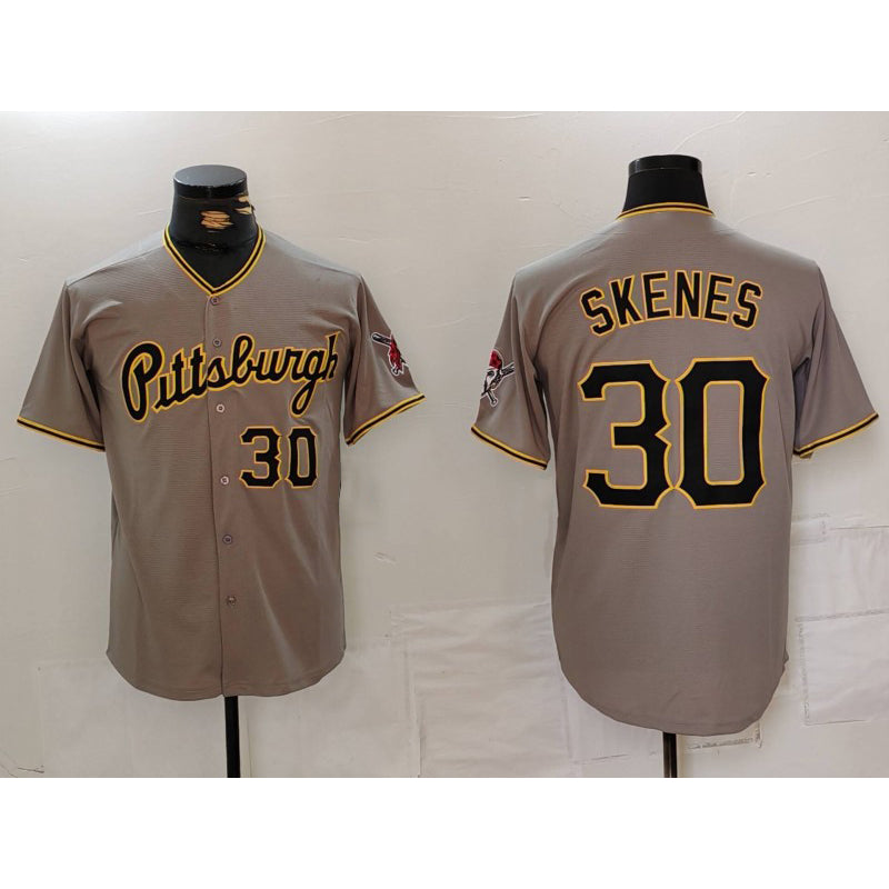 Pittsburgh Pirates #30 Paul Skenes Number Grey MWATKINS Stitched Jersey