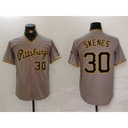 Pittsburgh Pirates #30 Paul Skenes Number Grey MWATKINS Stitched Jersey