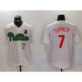 Philadelphia Phillies #7 Trea Turner White Green MWATKINS Cool Base Stitched Jerseys