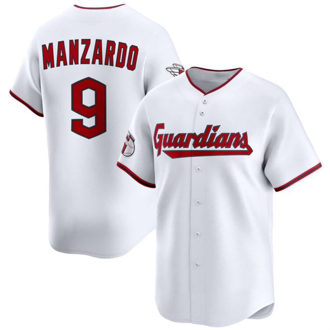 Cleveland Guardians #9 Kyle Manzardo White MWATKINS Home Limited Stitched Jersey