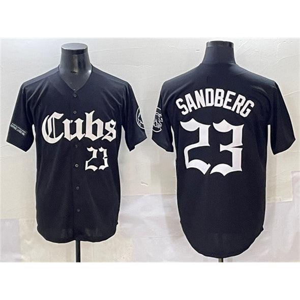 Chicago Cubs #23 Ryne Sandberg Black MWATKINS 'Gothic North Side Edition' Vapor Premier Limited Stitched Jersey