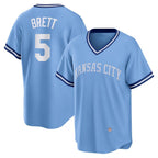 Kansas City Royals #5 George Brett Light Blue MWATKINS Road Cooperstown Collection Player Jersey