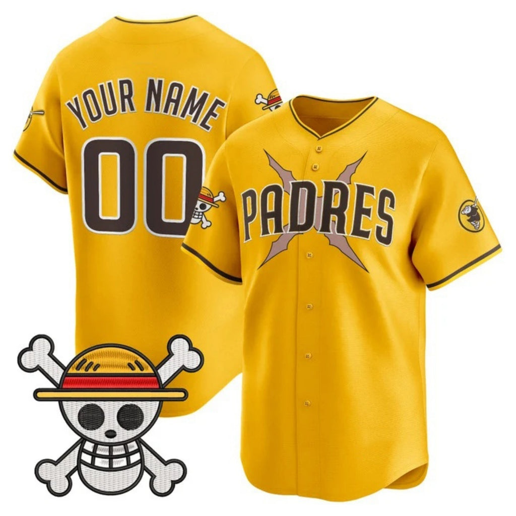 Custom San Diego Padres x One Piece Gold MWATKINS Vapor Premier Limited Jersey - Stitched