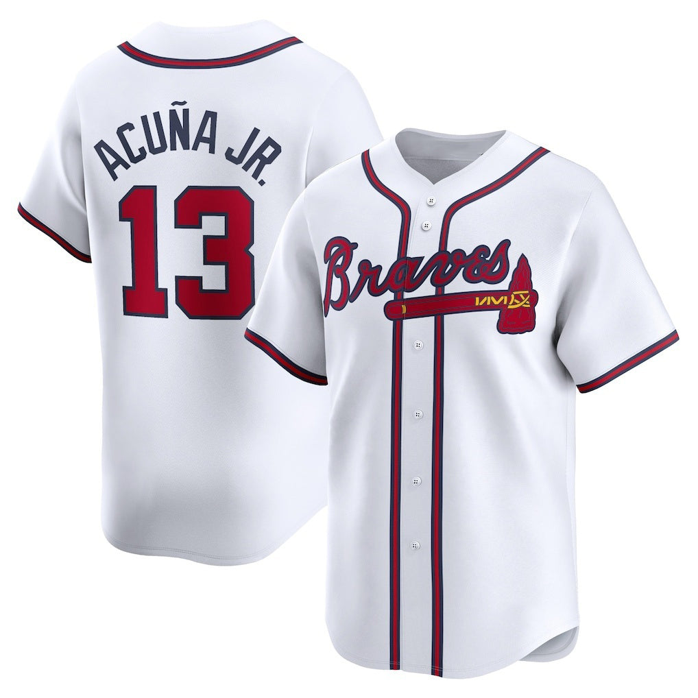 Atlanta Braves #13 MWATKINSld Acu?a Jr. White MWATKINS Home Limited Player Jersey