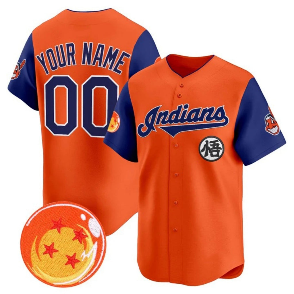 Custom Cleveland Indians x Dragon Ball Royal Orange MWATKINS Vapor Premier Limited Jersey - All Stitched