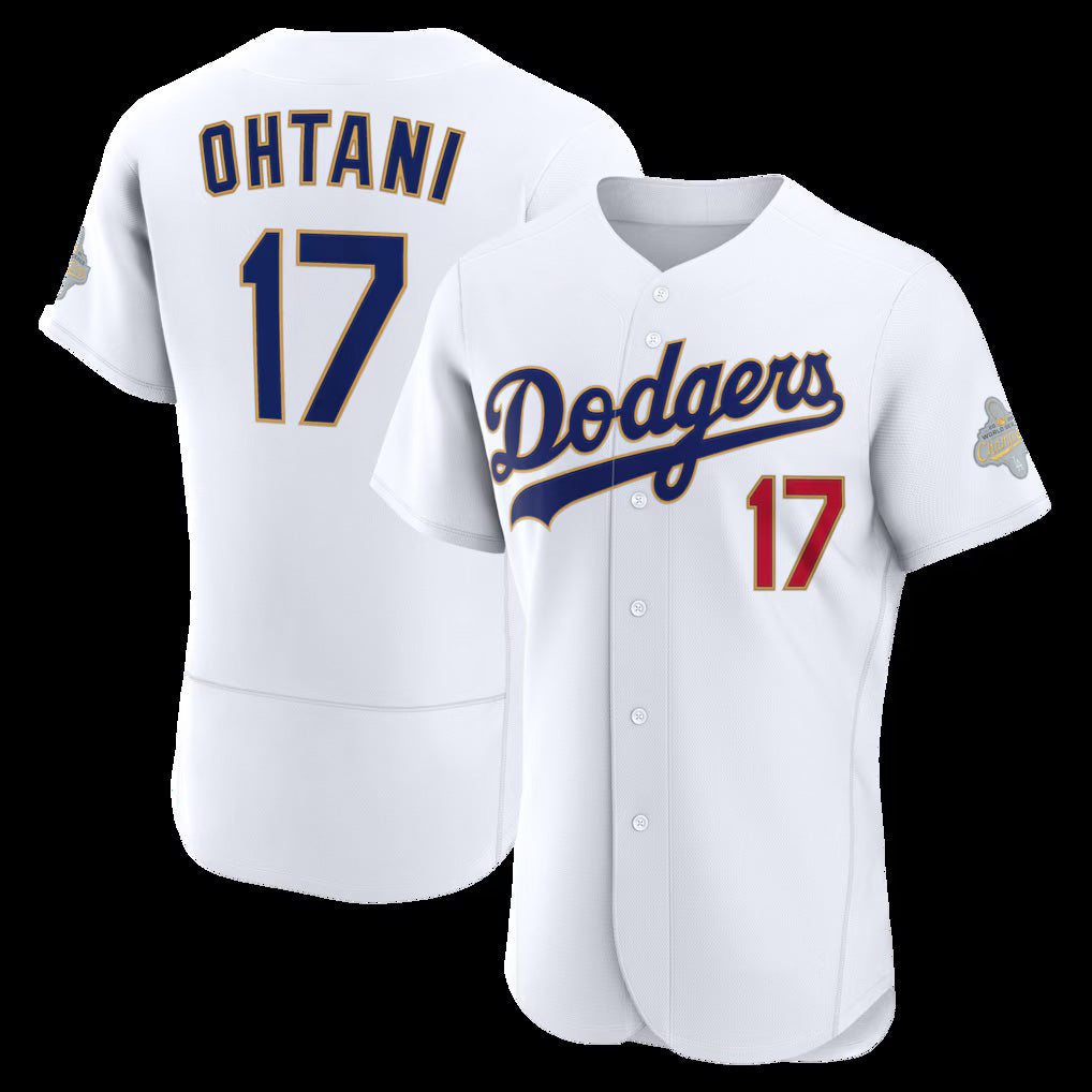 Los Angeles Dodgers #17 Shohei Ohtani White MWATKINS 2026 Gold Collection Authentic Jersey