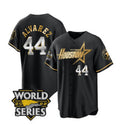 Houston Astros #44 Yordan Alvarez Black Gold MWATKINS 2022 World Series Stitched Jersey