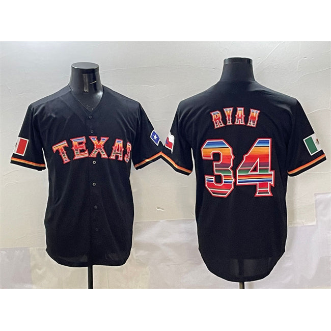 Texas Rangers #34 Nolan Ryan Black MWATKINS Mexico Limited Stitched Jersey