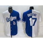 Los Angeles Dodgers #17 Shohei Ohtani White Blue MWATKINS Two Tone Stitched Jersey 2