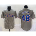 Texas Rangers #48 Jacob deGrom Gray MWATKINS With Patch Cool Base Stitched Jersey