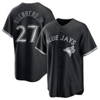 Toronto Blue Jays #27 Vladimir Guerrero Jr. Black MWATKINS Lights Out Limited Stitched Jersey