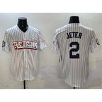 New York Yankees #2 Derek Jeter White MWATKINS Bronx Graffiti Vapor Limited Stitched Jersey