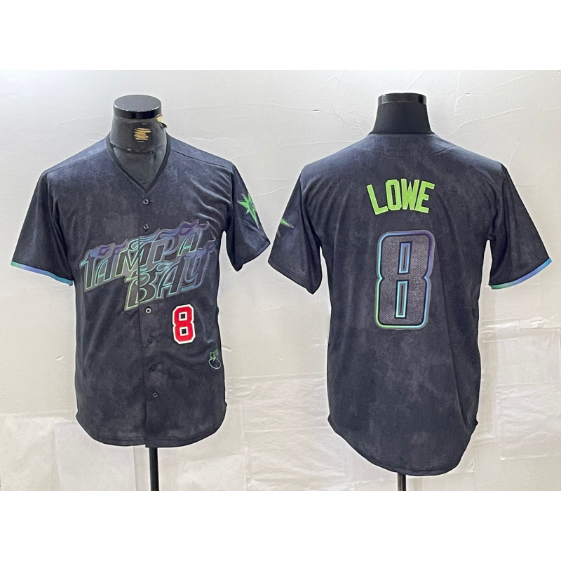 Tampa Bay Rays #8 Brandon Lowe Charcoal MWATKINS 2024 City Connect Player Number Limited Cool Base Jerseys