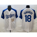 Los Angeles Dodgers #18 Yoshinobu Yamamoto Number White Blue MWATKINS Fashion Stitched Cool Base Limited Jerseys
