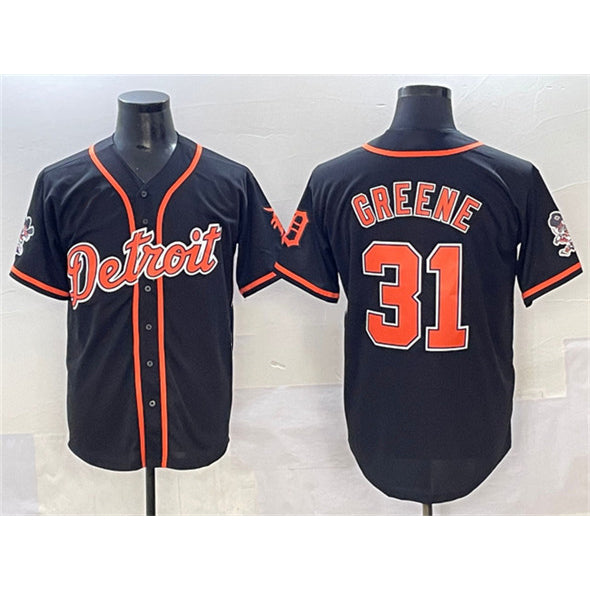 Detroit Tigers #31 Riley Greene Black MWATKINS With Patch Cool Base Stitched Jersey