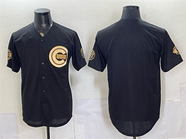 Chicago Cubs Blank Black Gold MWATKINS 150th Anniversary Patch Stitched Jersey