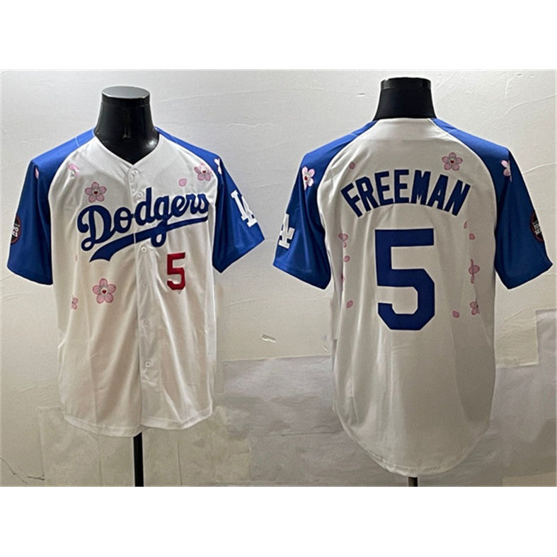 Los Angeles Dodgers #5 Freddie Freeman White Royal MWATKINS 2025 Tokyo Series Limited Stitched Jersey