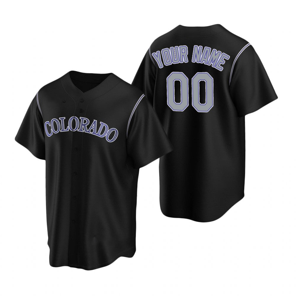 Custom Colorado Rockies Black MWATKINS Stitched Cool Base Jersey