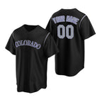Custom Colorado Rockies Black MWATKINS Stitched Cool Base Jersey