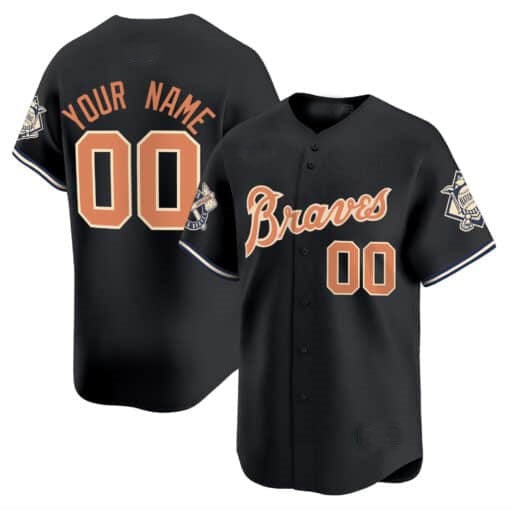 Custom Atlanta Braves Peaches n¡¯ Cream Vapor Premier Limited Jersey ¨C Black MWATKINS