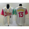San Diego Padres #13 Manny Machado White MWATKINS NEW 2023 City Connect Cool Base Stitched Jersey 2