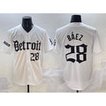 Detroit Tigers #28 Javier B¨¢ez White MWATKINS 'Motor Gothic Edition' Vapor Premier Limited Stitched Jersey