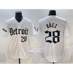 Detroit Tigers #28 Javier B¨¢ez White MWATKINS 'Motor Gothic Edition' Vapor Premier Limited Stitched Jersey