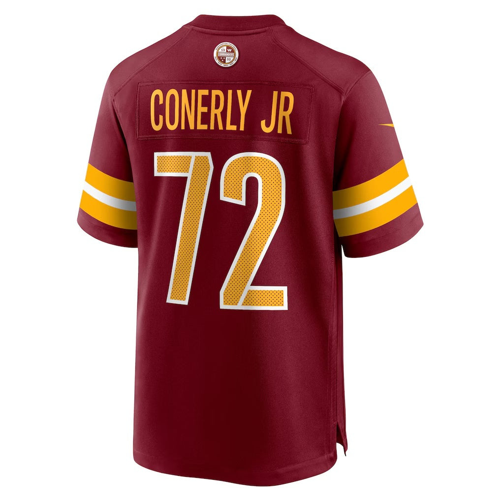 W.Commanders #72 Josh Conerly Jr. Burgundy MWATKINS 2025 Draft First Round Pick Game Jersey