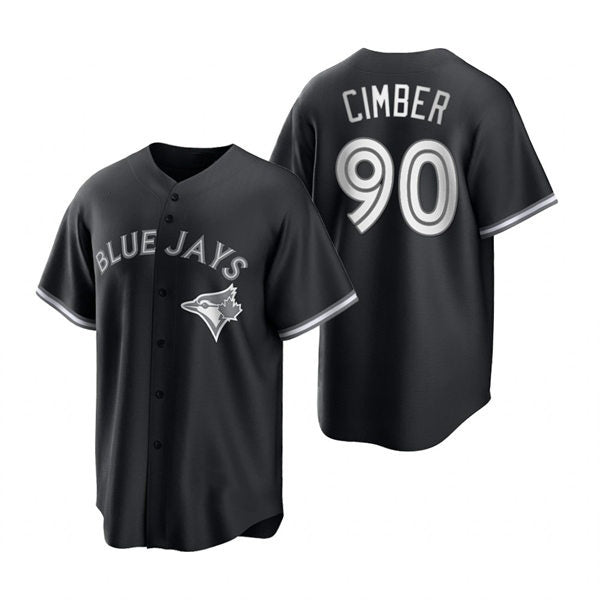 Toronto Blue Jays #90 Adam Cimber Black White MWATKINS Collection Jersey