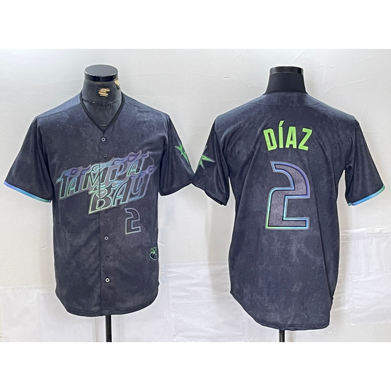 Tampa Bay Rays #2 Yandy Diaz Number Charcoal MWATKINS 2024 City Connect Limited Stitched Jersey 2