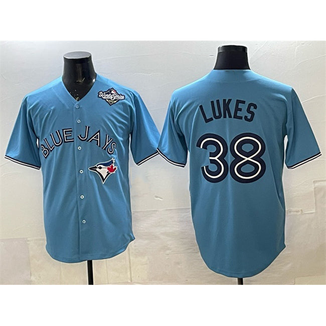 Toronto Blue Jays #38 Nathan Lukes Blue MWATKINS 2025 World Series Cool Base Stitched Jersey