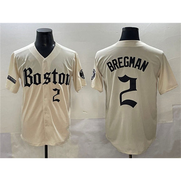 Boston Red Sox #2 Alex Bregman Cream MWATKINS Gothic Vapor Limited Stitched Jersey