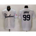 New York Yankees #99 Aaron Judge White MWATKINS Pinstripe Fashion Cool Base Jersey 3