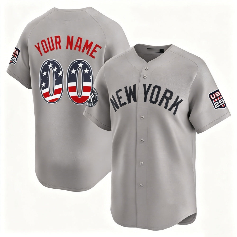 Custom New York Yankees Gray MWATKINS USA 250 Fourth of July Limited Stitched Jersey