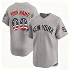 Custom New York Yankees Gray MWATKINS USA 250 Fourth of July Limited Stitched Jersey