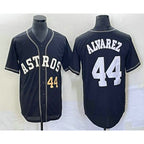 Houston Astros #44 Yordan Alvarez Number Black MWATKINS Cool Base Stitched Jersey
