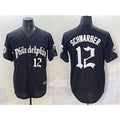 Philadelphia Phillies #12 Kyle Schwarber Black MWATKINS Gothic Vapor Limited Stitched Jersey