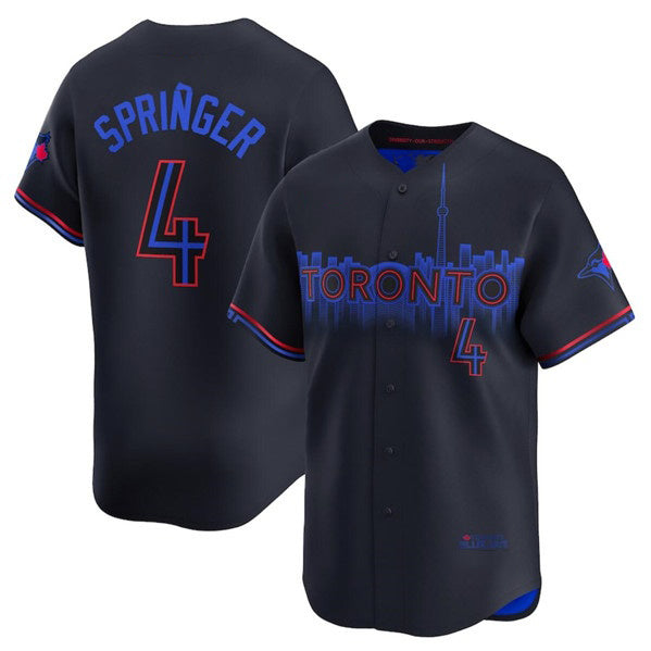Toronto Blue Jays #4 George Springer Black MWATKINS 2024 City Connect Limited Stitched Jersey